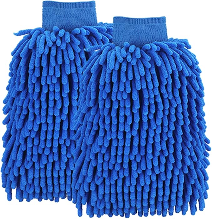Microfiber Car Wash Mitt Scratch Free Auto Cleaning Glove 1Pc Double-Sided Strong Water Absorption Thickened Wash Gloves Blue