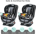 [2 Pack] Car Seat Snack Tray for Toddlers - 3 Inch Cup Holder Fits Most Sippy Cups & Straw Bottles with Dip Well, Mess-Free Square Kids Travel Tray Road Trip Essentials, Black, 2