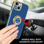 VENINGO iPhone 14 Case,Phone Cases for iPhone 14,Slim Fit Soft 360° Ring Holder Kickstand Magnetic Car Mount Supported Easy Clean Shockproof Protective Cover for Apple iPhone 14 6.1" 2022, Deep Blue