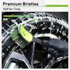 MVEQRRN 2-Pack Car Wheel Tire Detailing Brush Set:Wheel Cleaner Brush with Soft Bristles,Stiff Bristle Cleaning Brush with Rubber Handle for Deep Clean Car Tire Rims, Fenders or Carpet(Black Green)