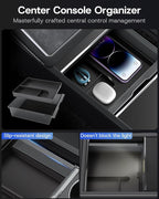 Center Console Organizer Tray for Tesla Model Y Juniper 2026 2025 (Premium & Performance), 8PCS - PC Material & Silent Silicone Armrest Storage Box Bottom Liners Wireless Charging Pad Cup Holder