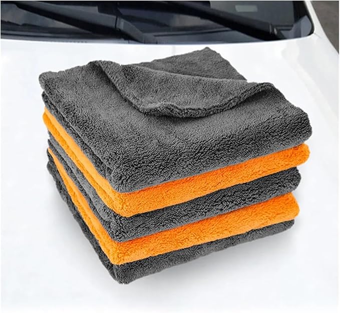 40X40cm Microfiber Towel for Car Washing and Detailing, Thickened Drying and Cleaning Cloth(Orange 3pcs)