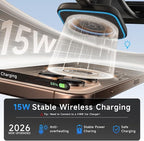 for MagSafe Car Mount Charger with 15W Fast Wireless Charging, Magnetic Car Phone Holder 【Windshield+Vent+Dash】 with Bendable Memory Alloy Arm, 108LB Suction Phone Mount for iPhone 17 Pro Max