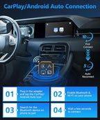 2026 4 in 1 Mini Wireless CarPlay Android Auto Adapter, Support AirPlay MirrorLink, Convert Wired to Wireless, Auto Connect for Daily Commute, Plug and Play Dongle (Orange)