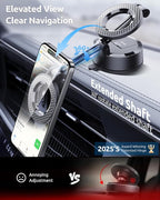 Vacuum Magnetic Car Phone Holder, 360°Adjustable, Compatible with iPhone 12-17 Series & Dashboard Mount & Tesla, 80+LBS Strong Suction Cup Phone Holders for Your Car, MagSafe-Compatible (Carbon Fiber)