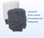 HARFINGTON Chenille Microfiber Car Wash Mitts 9" x 5.5" Scratch Free Wash Gloves Absorbent Double Sided Plush Cleaning Drying Mitts for Car Washing Home Clean Grey