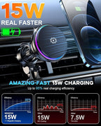2026 Upgraded TEC and Fan Dual Cooling Magnetic Wireless Car Charger, For 15W Magsafe Car Charger Mount, RGB, Air Vent/Dashboard Fast Wireless Charging Car Phone Holder for iPhone 17/16/15/14/13/12