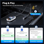 Wireless Android Auto & CarPlay Adapter, Plug and Play, No Lag, USB Type-A & C Support with Charging Port, Mini 3 in 1 Wireless Adapter Compatible with Cars with Wired CarPlay/Android Auto