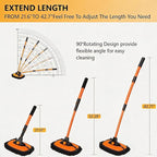 43'' Car Wash Brush with Long Handle Chenille Microfiber Car Wash Kit Mitt Retractable Bent Pole Car Wash Mop for Cars RV Truck Boat (Orange-1)