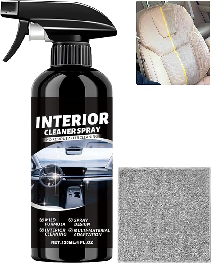 Car Interior Cleaner Spray, Deep Polishing Cleaner Interior Detailer for Leather, Rubber, Plastic, Dashboards Seats, Easy Application for Daily Vehicle Care (1Pcs)