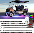 6PCS Golf Cart Underglow LED Light Kit with Built-in 12V-80V Reducer & Canopy Lights, APP & Remote Control, Sound Active Music Sync, IP67 Waterproof, Battery Drain Protect, for EZGO Yamaha Club Car