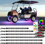 6PCS Golf Cart Underglow LED Light Kit with Built-in 12V-80V Reducer & Canopy Lights, APP & Remote Control, Sound Active Music Sync, IP67 Waterproof, Battery Drain Protect, for EZGO Yamaha Club Car