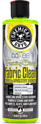 Chemical Guys Foaming Citrus Fabric Clean, Carpet and Upholstery Cleaner - Car Carpet Cleaner for Seats, and Floor Mats, Safe for Home, Office & More, Citrus Scent - 16 oz