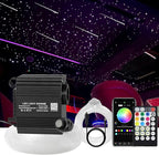 Starlight Headliner Kits for Car, Twinkle & Meteor 2-in-1 Light Engine, 200pcs 0.03in 9.8ft RGBW Fiber Optic Lights Star Ceiling Sky Decoration for Car/Home, White Shooting Stars 12W Starlight kit