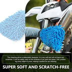 MLY Microfiber Car Wash Mitt, Double-Sided Plush Green Mitt Kit Cleaner, Car Wash Mitt Scratch Free for Car Washing and Home Cleaning (7.12" x 10.14" # Blue)