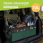 MIU COLOR Large Trunk Organizer for SUV with 5 Compartments, Collapsible Car Organizer with Strong Handle and Non-Slip Bottom, Storage Organizer for Sedans, Van, Jeep, Grocery, Black Mixed Green