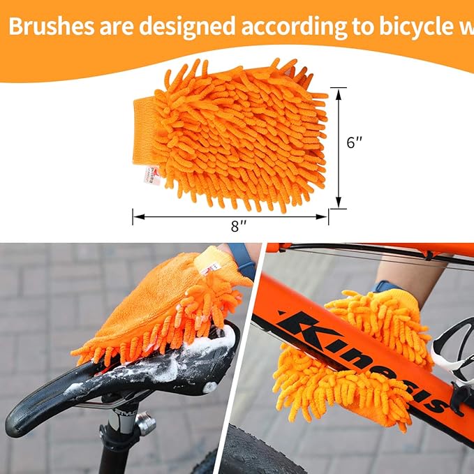 8 Pieces Precision Bicycle Cleaning Brush Tool Including Bike Chain Scrubber, suitable for Mountain, Road, City, Hybrid,BMX Bike and Folding Bike