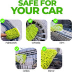 Premium Chenille Car Wash Mitt - Ultra-Soft, Scratch-Free, and Lint-Free Microfiber Mitt for Superior Car Wash Kit, Car Detailing, and Car Cleaning Supplies (2)