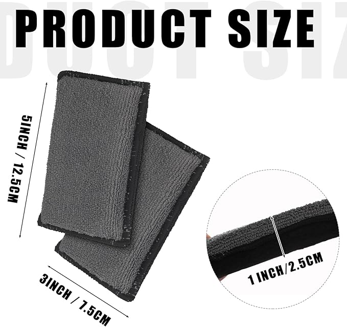 Mudder 12 Pcs Car Interior Scrubbing Sponge 5'' x 3'' Fiber Car Wax Applicator pad Household Cleaning Sponges for Leather Car Seat Couch Cleaning (Gray Black)