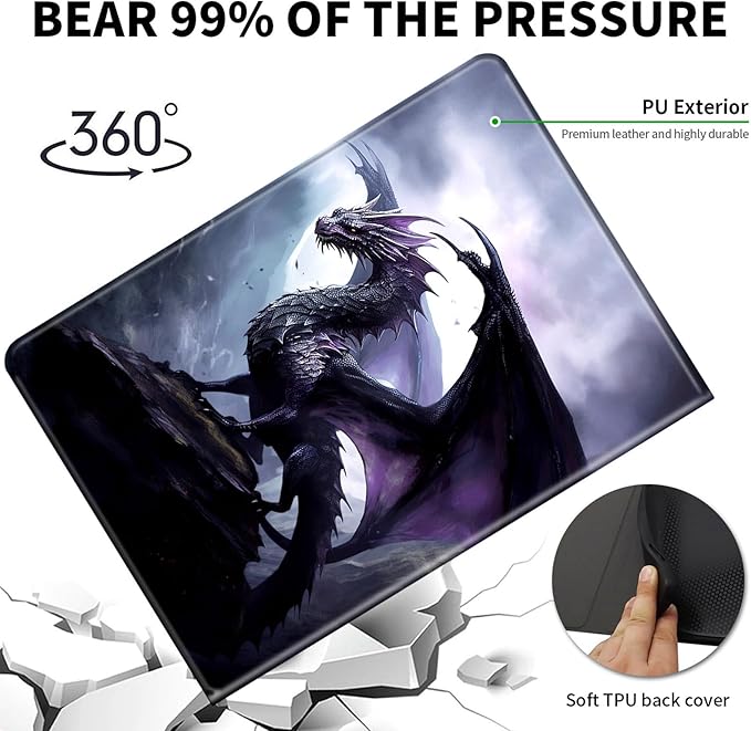 Case for 6" Kindle 11th Generation Case 2024/2022 Release,Leather Slim Folio Adjustable Stand Cover with Auto Wake/Sleep for Basic Kindle 2024/2022 11th Gen e-Reader,Cool Purple Dragon