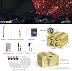 4 Colors 32W Twinkle Car Starlight Headliner Kit 700pcs*0.03in*13.1ft with APP&RF Remote, RGBW Fiber Optic Ceiling Star Lights, 4 Port Engine Sound Activated Star Roof Lights for Car Home Theater