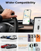 CloudValley Tesla Model 3/Y Phone Mount, Magnetic Car Metal Holder with Strong Magnet Power,【Foldable & Extendable Hidden Design】Tesla Screen Stand for 3/Y/S/X/Cybertruck, Designed for MagSafe iPhone
