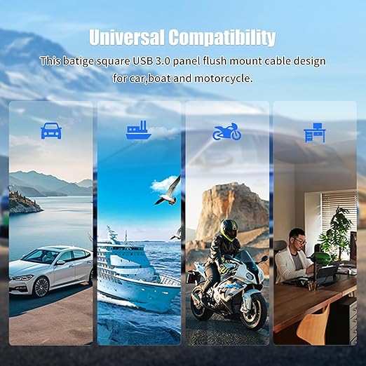 Single Port USB C 2.0 Male to USB C 2.0 Female Extension Cable,Flush Mount Waterproof Panel Cable for Car,Truck,Boat,Motorcycle Dashboard 3.3ft