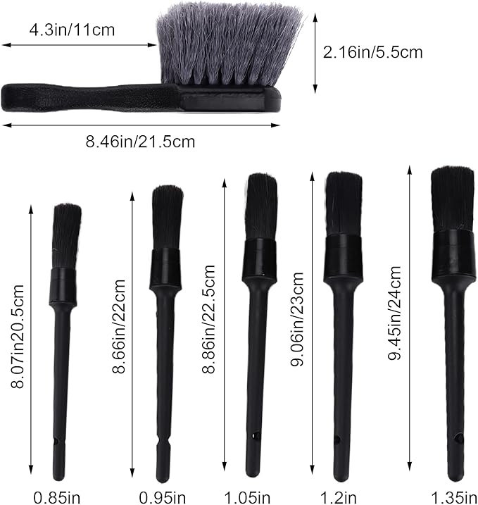 11Pcs Car Cleaning Brush Set, Universal Detailing Brushes Kit for Car Truck, Wheel Hub Tire Engine Compartment Exhaust Pipe Cleaner with Soft and Hard, Includes 5