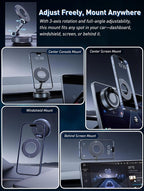 Magnetic Suction Cup Phone Mount for Magsafe, 360° Adjustable Magnetic Car Phone Holder, Pocket Size Foldable Car Mount, Cell Phone Holders for Your Car for iPhone 17 16 15 14 13 12 Series