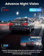 1080P Dash Camera for Car,3 Channel Dash Cam Front and Rear Inside G-Sensor, 3.16” IPS Screen, 24Hr Parking, 170°Wide Angle, Loop Recording, IR Night Vision (Dark Black)