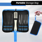 SOWKIPE 13Pcs Premium Small File Set, 6 Diamond Files, 6 Steel Files, Cleaning Brush & Carrying Case for Wood, Plastic, Jewelry, Leather, DIY