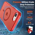 SUPFINE Magnetic for iPhone 17e Case/iPhone 16e Case (Compatible with MagSafe)(Military Grade Drop Protection) Slim Translucent Matte Shockproof with Anti-Fingerprint Phone Case,Red