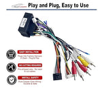 16Pin ISO Aftermarket Radio Harness Adapter Compatible with Chrysler 2015-2018 Dodge 2014-2019 Jeep 2018-2019, 16Pin Android Car Stereo Wiring Harness with SWC Reverse for Ram Cherokee