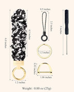 WEESMILE Keychain Wristlet, Stretchy Key Chain for Car Keys with D ring, Cute Scrunchie Wrist Bracelet for Women Men
