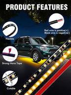 8 Pcs Car Led Light Strip IP67 Waterproof 11" Flexible Led Lights Underglow 12V for Car Motorcycle Boat Golf Cart Interior Exterior Decoration - Amber