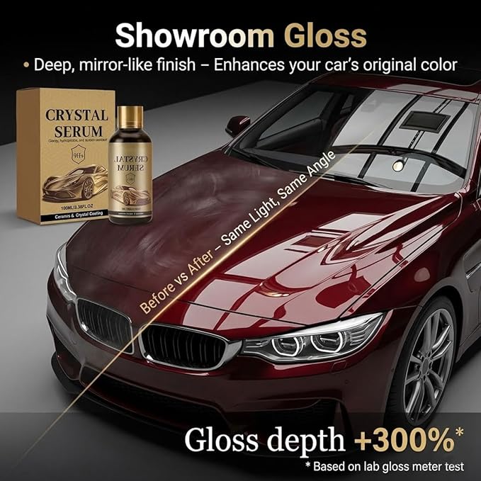 Ceramic Car Coating Kit - Crystal Serum, 9h Graphene Ceramic Coating, 2026 New Hardness Professional Ceramic Coating for Car, Long Lasting Car Protection, Gloss Hydrophobicty Anti Scratch (2Pcs)