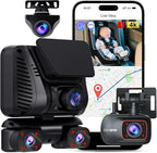 4K Dash Cam 360° View, 5 Channel Front and Rear Dash Camera for Cars, Built-in 5GHz Wi-Fi GPS, Voice Control, Free 128G Card,Night Vision,24H Parking Mode,G-Sensor