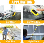 LAANPOLE 12FT Car Wash Brush with Long Handle, Car Cleaning Brush with 12 Inch Soft Bristle and Soap Dispenser, Solar Panels Cleaner with Telescoping Pole for RV, Truck, Boat, House Siding, Yellow