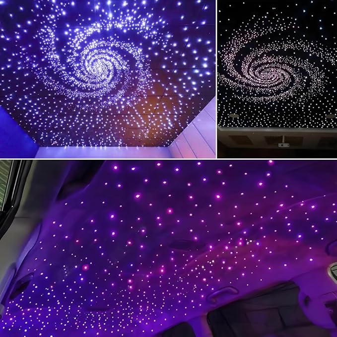 AKEPO 32W RGBW Twinkle APP Fiber Optic Lights Kit Music Activated Star Ceiling Sky Light, with 800pcs of 16.4ft/5m Mixed Dia. (0.75+1+1.5mm) Optical Fiber Cable and Crystals for Car & Media Room Decor