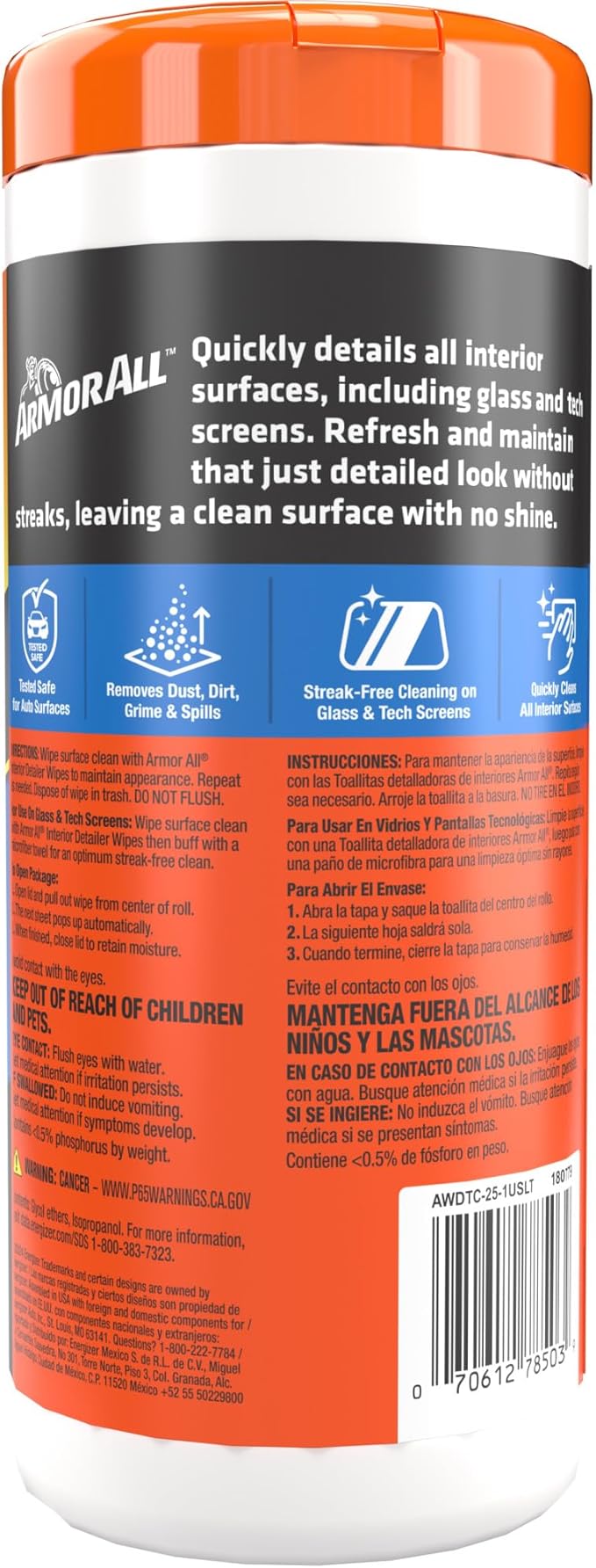 Armor All Car Detailer Wipes by Armor All, Interior Car Wipes for Dirt and Dust, 25 Count