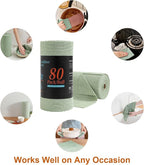 80 Pack Microfiber Cleaning Cloth Roll,Lint Free Rags & Tear Away Reusable Towels Washable Scratch,Ultra Absorbent Dish Rags(12" x 12") for Car Kitchen Home Garage-Green