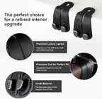 CoBak Purse Hook for Car - Universal Premium Stitched Leather and Aluminum-Magnesium Alloy Double Car Seat Back Storage Hook for Purses, Handbags, Bags (4 Pack),Black