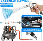 MYPIN Aluminium Car Cleaning Gun with Tapered Nozzle, 6-9.2Bar with 2 Set Nozzle, Pressure Air Blower Blow Gun Producing Powerful Blast of Air for Cleaning Cars, Velvet, Furniture and Carpets