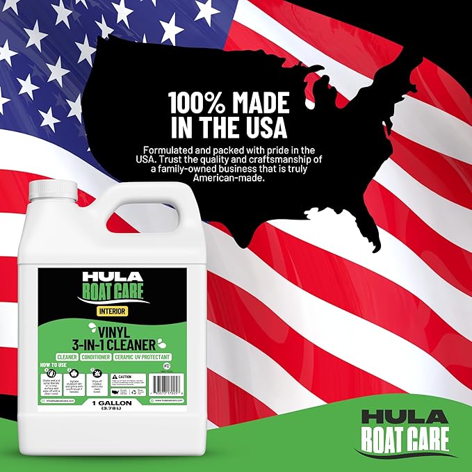 Hula 3-in-1 Boat Vinyl Cleaner, Conditioner and UV Protectant, 1 Gallon — Marine Vinyl Protectant, Boat Seat Conditioner, Made in USA