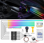 Dreamcolor Acrylic Interior Car LED Strip Light with USB/Type C/4-Port Cigarette Lighter, RGB 6 in 1 with 179.24 inches 650 LEDs Ambient Lighting Kits, Sound Active Function Neon Led Strips for Car