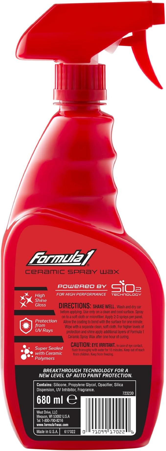 Formula 1 Ceramic Spray Detailer (23 oz.) - Ultimate Glossy Shine and Protection for All Car Surfaces - Long-Lasting Water Beading - Quick & Easy Application