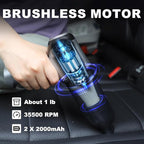 Yougfin Car Vacuum Cleaner Cordless, 3 in 1 Handheld Vacuums Brushless Motor High Power 12500PA Compressed Air Dusters Cordless Vacuum Cleaners for Car Home