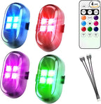 Upgrade LED Lights for Car-4PCS Interior Car Lights with Remote, USB-C 80 Hours 8 Colors IP65 Waterproof Rechargeable Underglow Wireless Strobe Lights for Trucks, eBike, Motorcycle