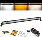 Auxbeam LED Straight Light Bar 50 Inch 288W Amber White Fog Lights, 6 Modes Strobe Yellow Offroad Driving Work Light with Memory Function for Truck Boat Jeep