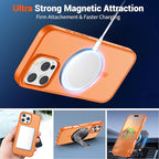 SUPFINE Magnetic for iPhone 16 Pro Max Case with Screen Protector (Compatible with MagSafe) (Military Grade Drop Protection) Translucent Matte Shockproof Phone Cover,Starry Orange
